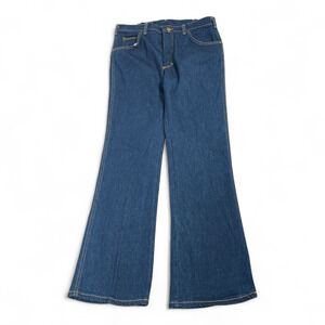 Vintage Lee Riders Jeans Mens 33x30 Blue Flare Leg Dark Wash Talon Zip USA 80s